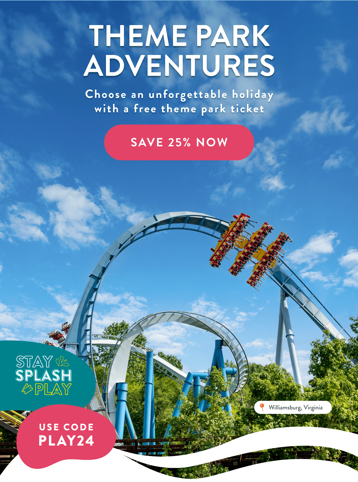 THEME PARK ADVENTURES | Choose an unforgettable holiday with a free theme park ticket | SAVE 25% NOW