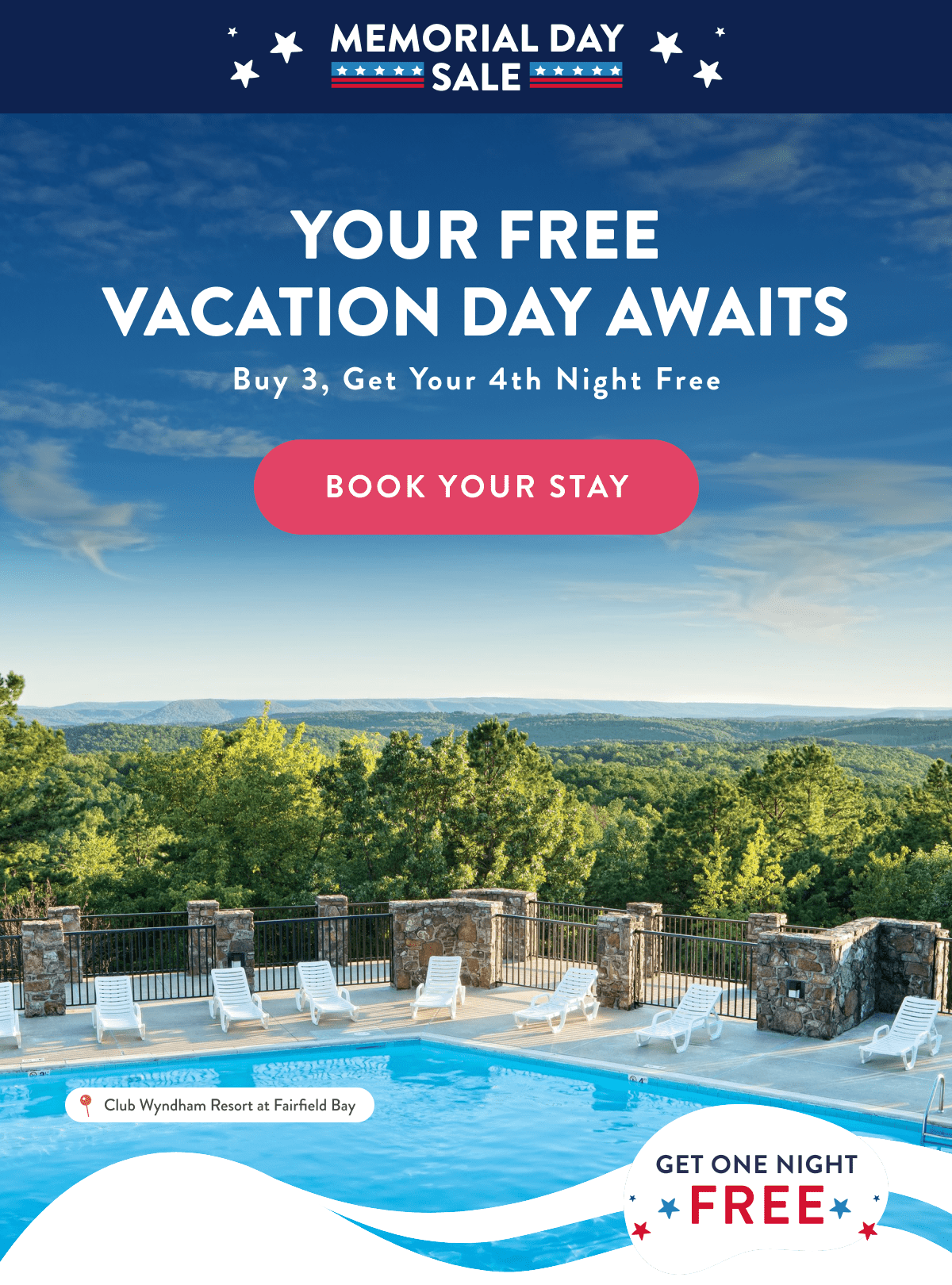 MEMORIAL DAY SALE | YOUR FREE VACATION DAY AWAITS | Buy 3, Get Your 4th Night Free